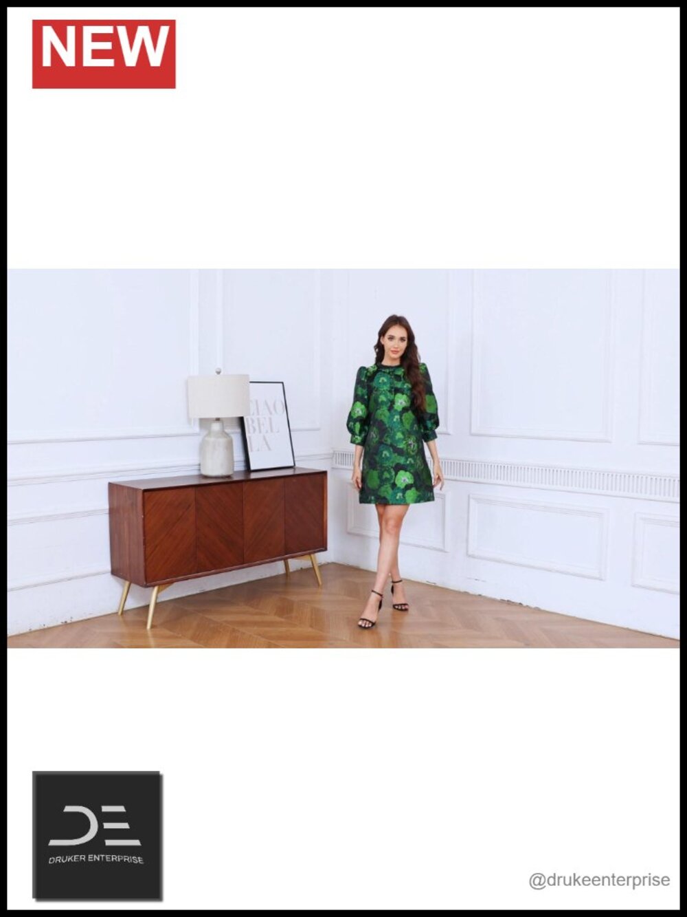Floral Jacquard Mini Shift Dress 3/4 Sleeve Cocktail Party - Picture 6 of 6